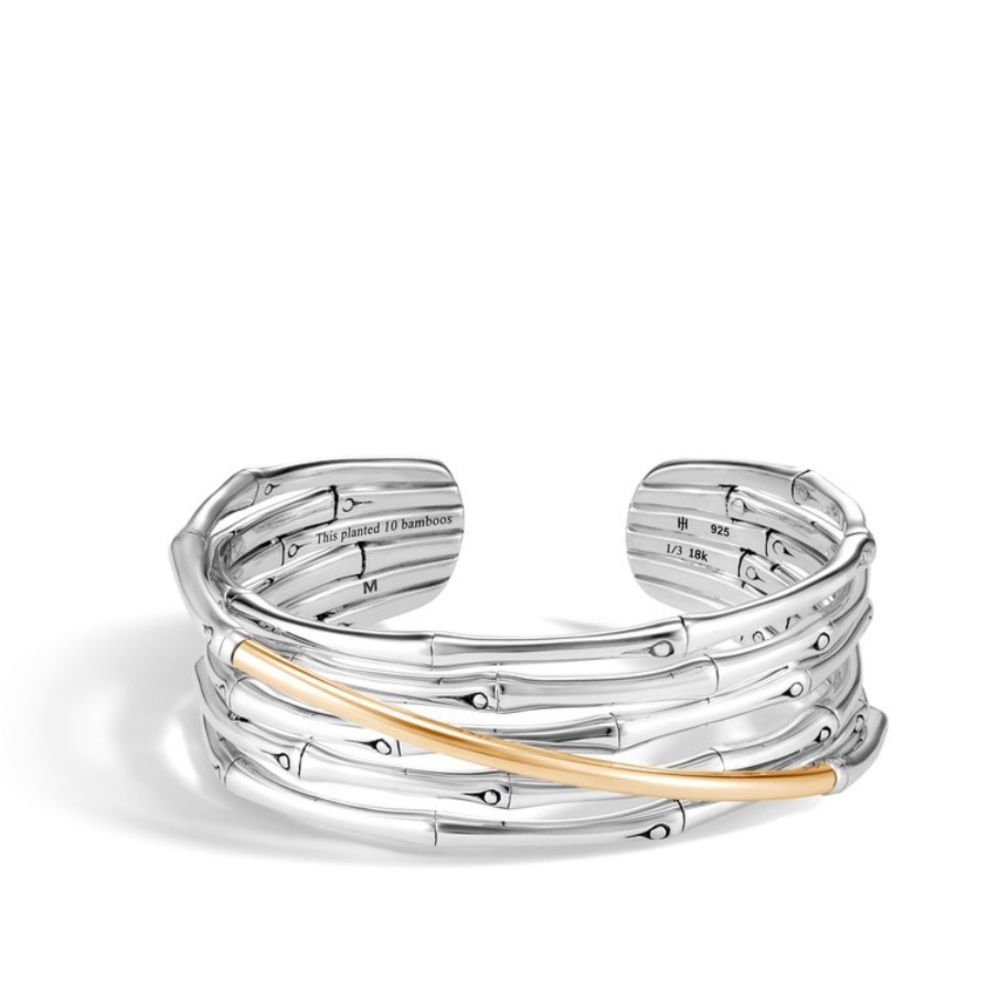 John Hardy Bamboo Flex Cuff Sliver/ Gold